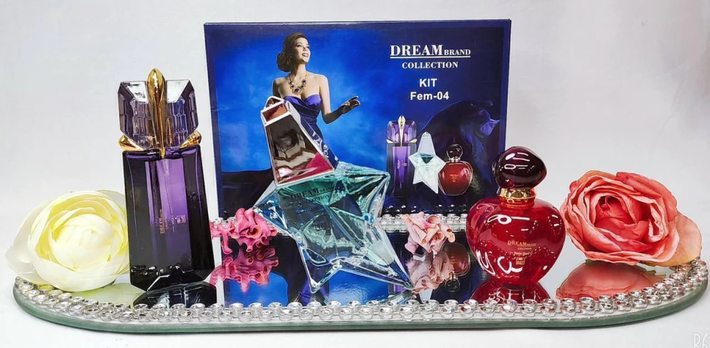 KIT FEMININO 04 DREAM BRAND COLLECTION Inspirações Alien Mugler, Angel Mugler, Hypnotic Poison - 25ml cada